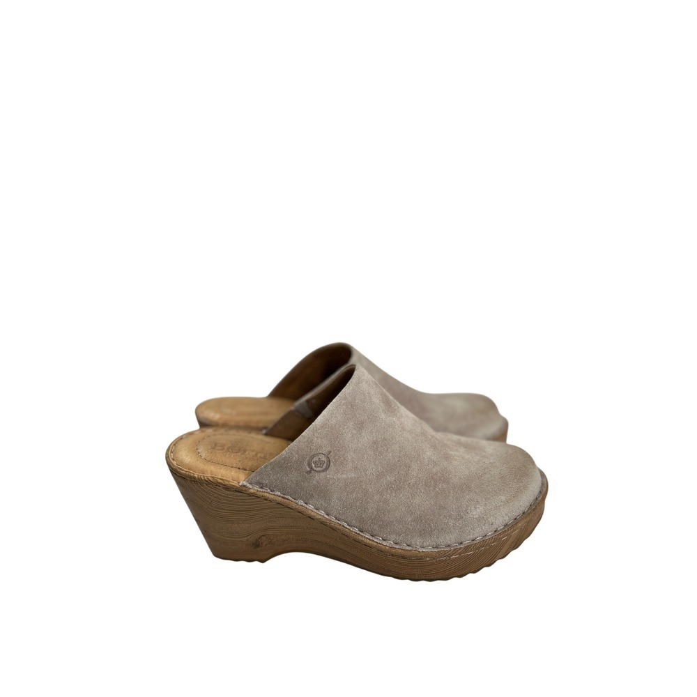 Born Natalie Suede Wedge Clog Mules Tan Camel Size‎ 7M - Picture 4 of 9
